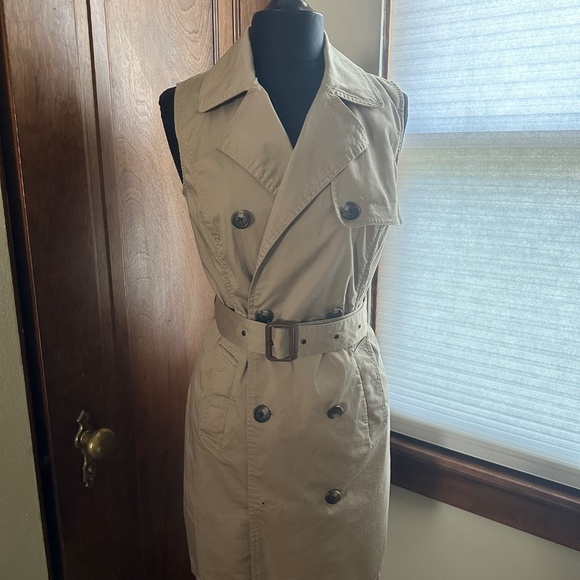 Lauren Ralph Lauren Khaki Sleeveless Trench Dress with Belt - Picture 4 of 8